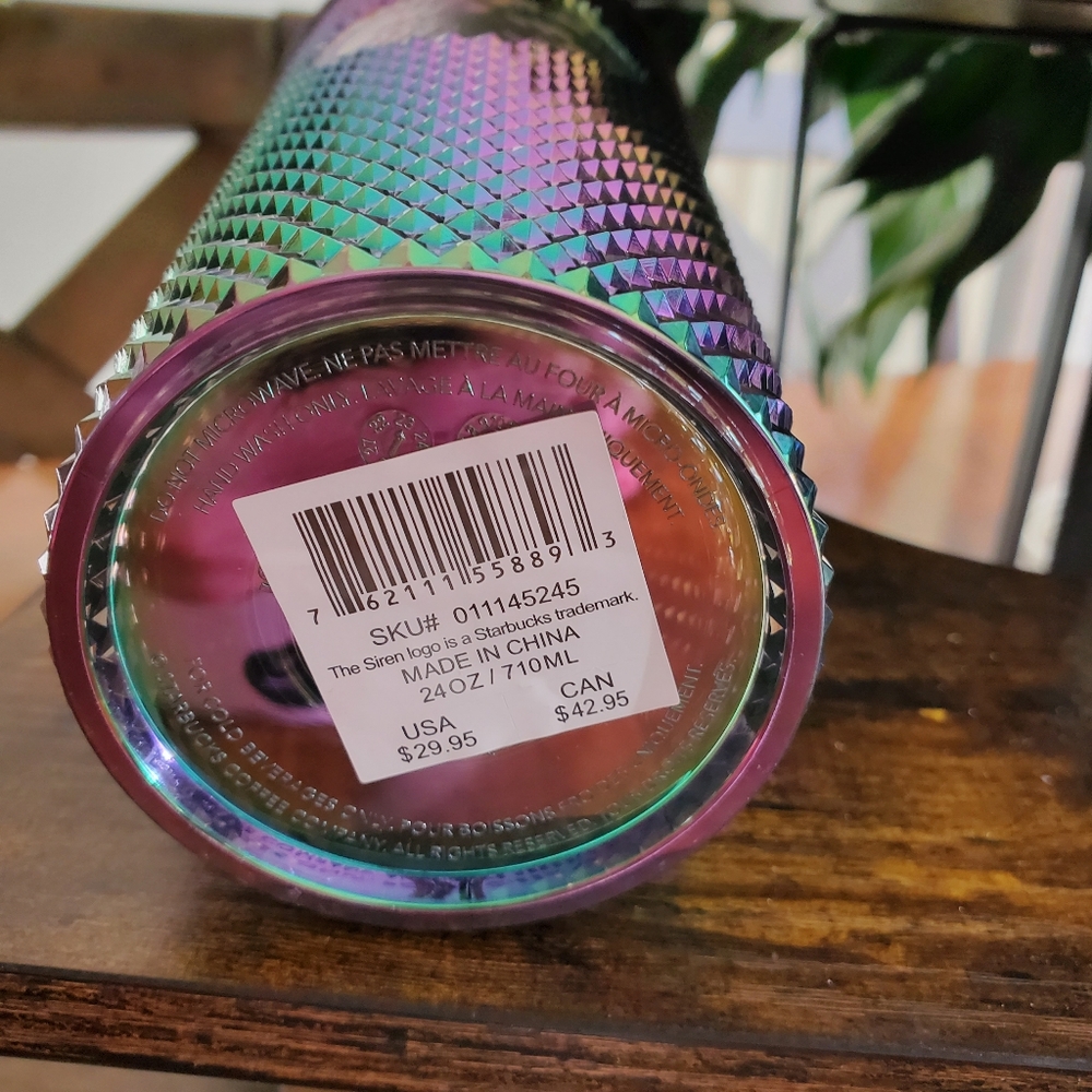 Starbucks Oil Slick Rainbow Iridescent Studded Tumbler 24 oz - Picture 4 of 9